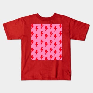 Red Lightning on Pink Kids T-Shirt